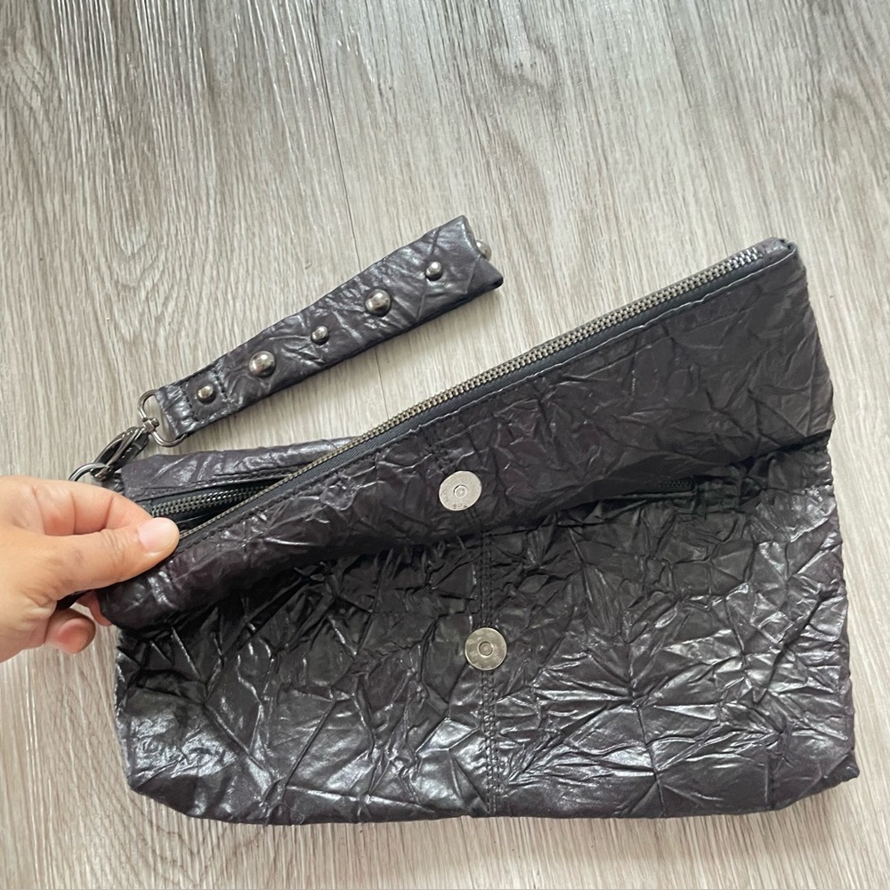 BEBE BROWN MINI BAG WRINLED VEGAN LEATHER  WOMEN PURSE
